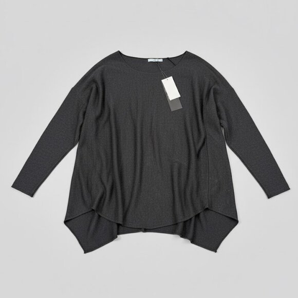 NWT Joan Vass New York Chalkboard Heather Gray Cashmere Blend Sweater XL - Picture 5 of 10